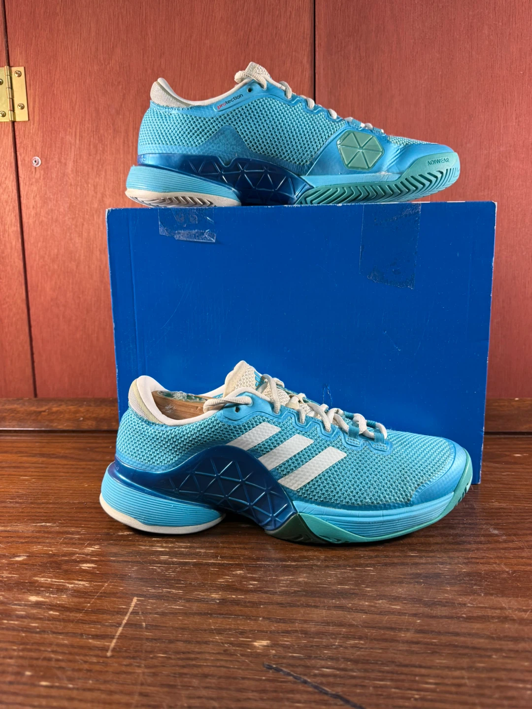 Adidas Mens Barricade 2017 Tennis Shoes Size US 9 Blue White - photo 2