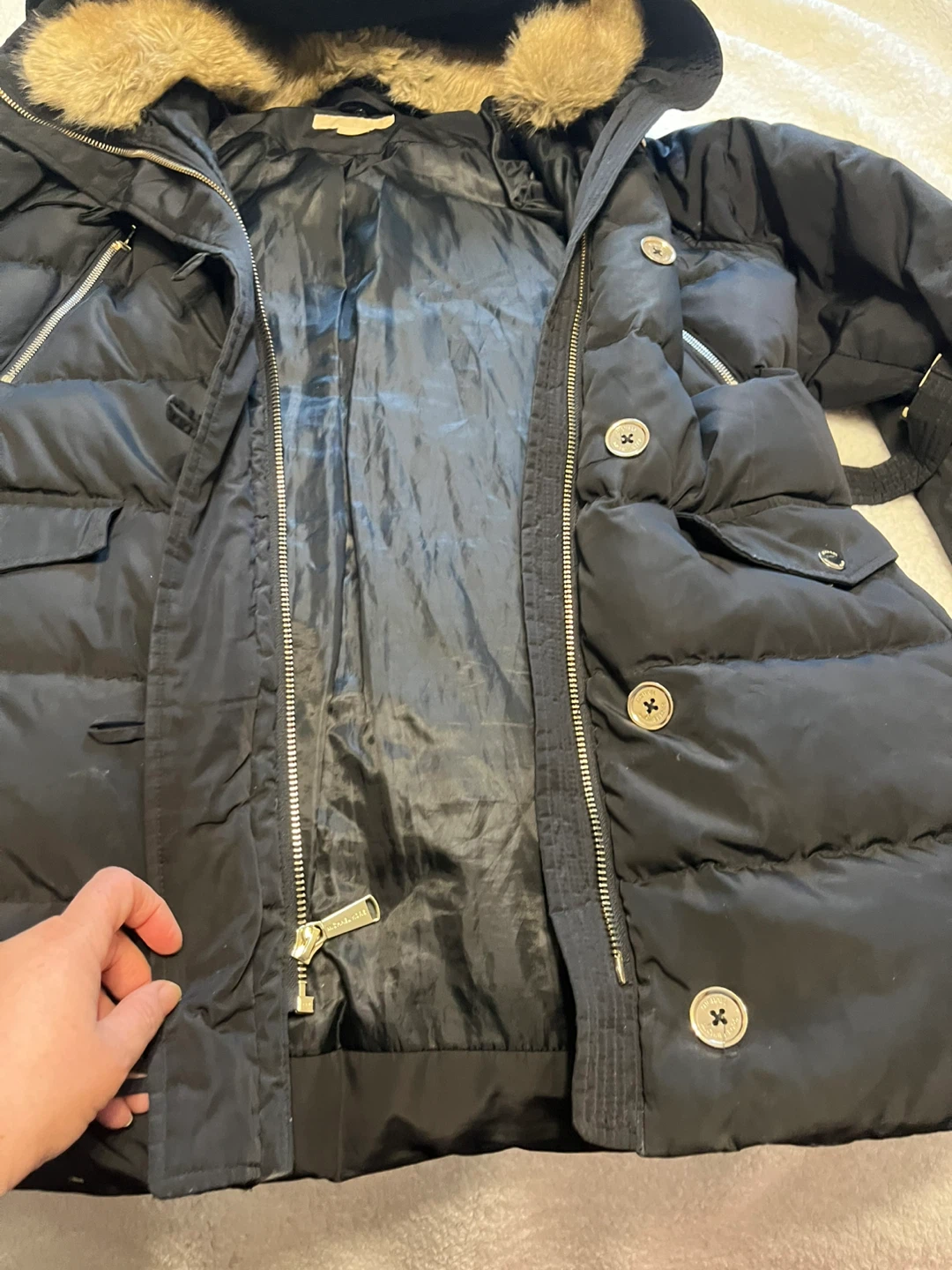 Michael Kors Black Puffer Jacket with Fur Hood - photo 2