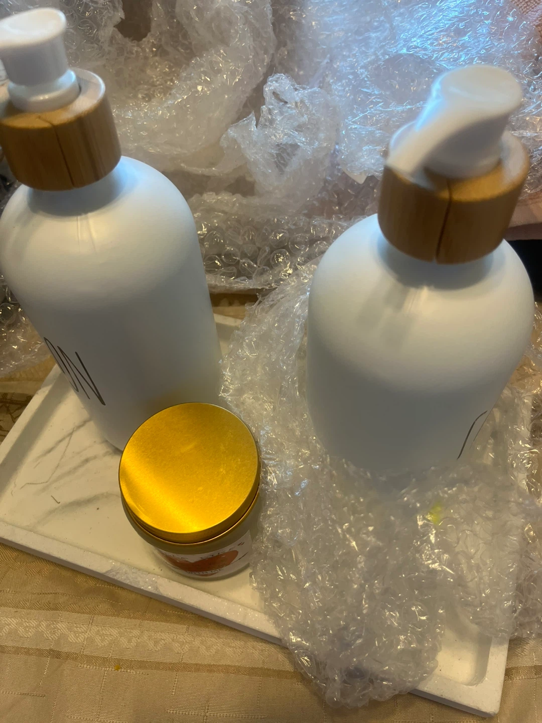 Rae Dunn Inspired Soap and Lotion Dispensers with Small Jar