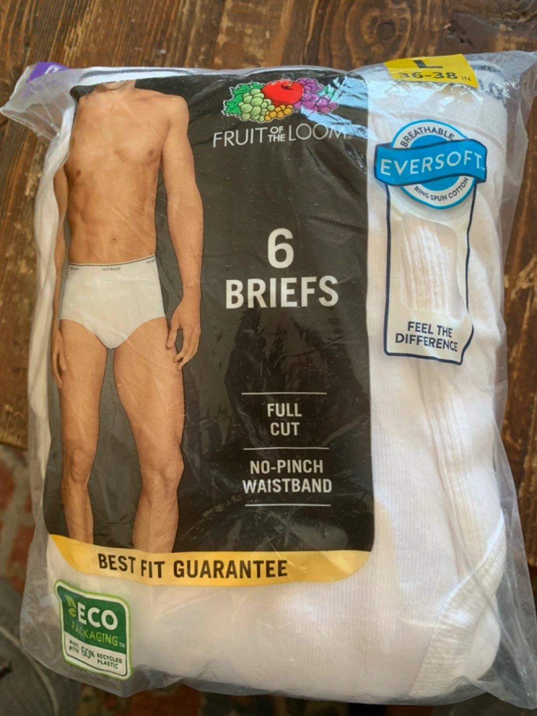 Fruit of the Loom 6pk Men's Briefs Size L - photo 2