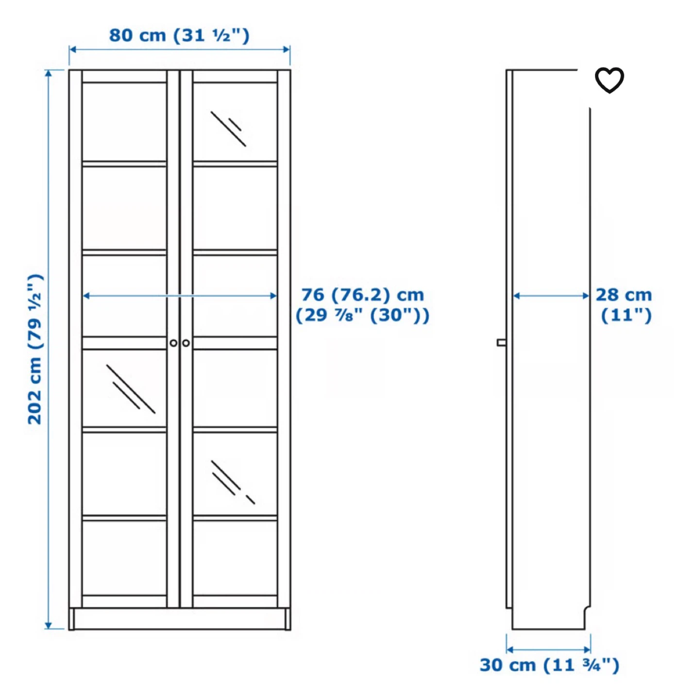 IKEA BILLY BOOKCASE WITH GLASS DOORS - GREEN - photo 4