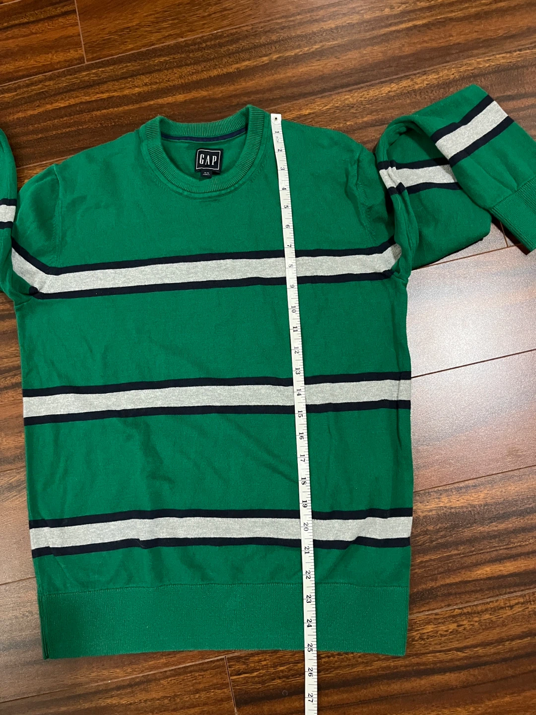 Gap men’s XS crewneck sweater, cotton, green striped - photo 5