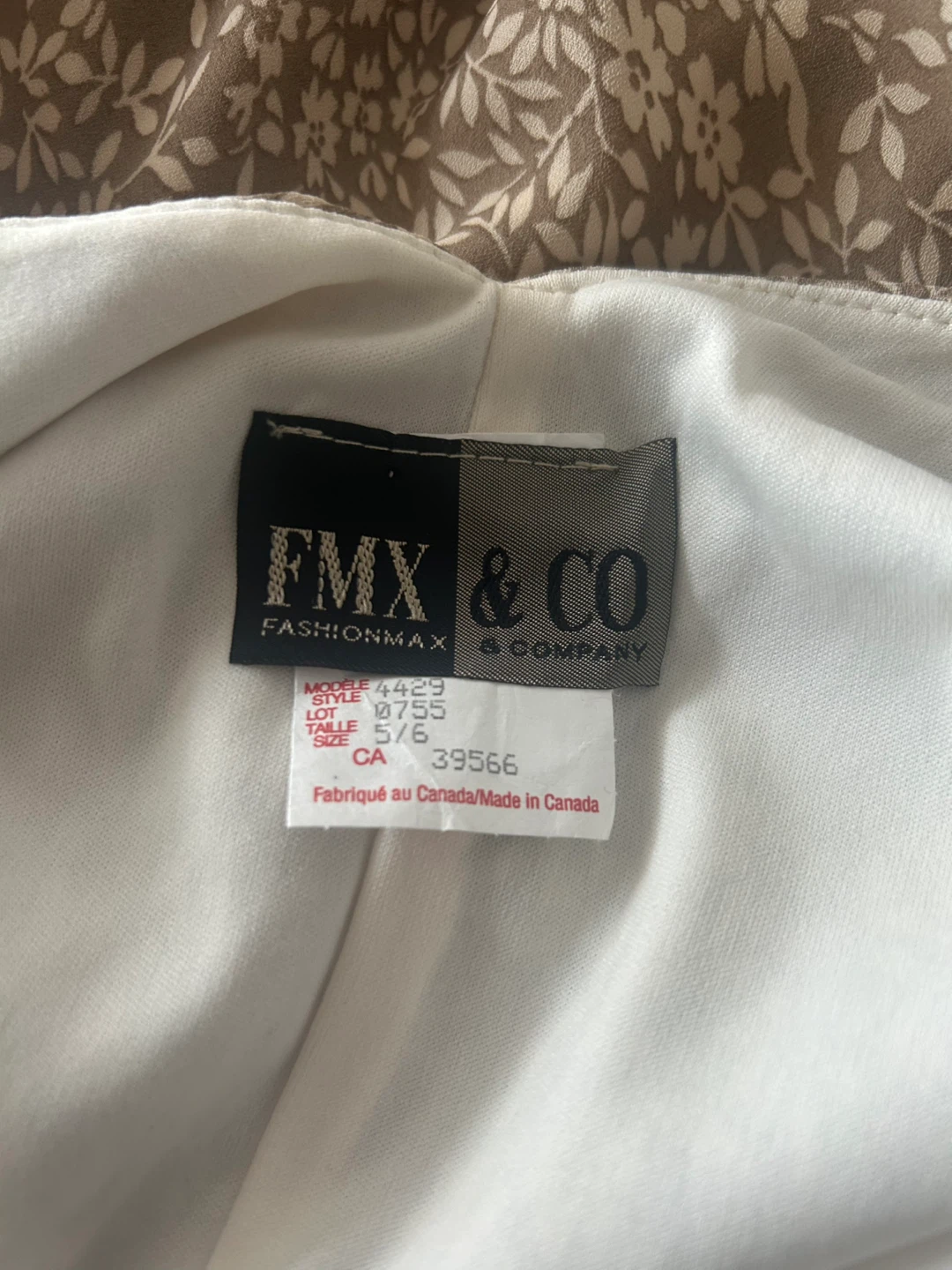 Vintage 90s FMX & CO Tan Floral Print Dress Size 5/6 - photo 3