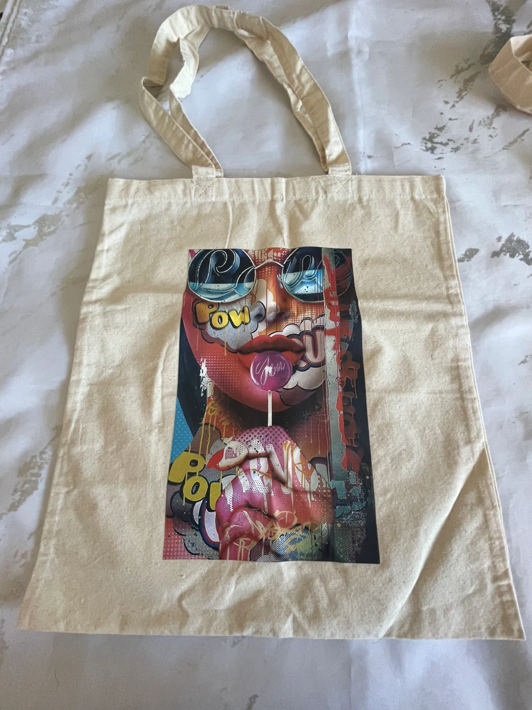 Canvas Tote Bag with Graphic Print