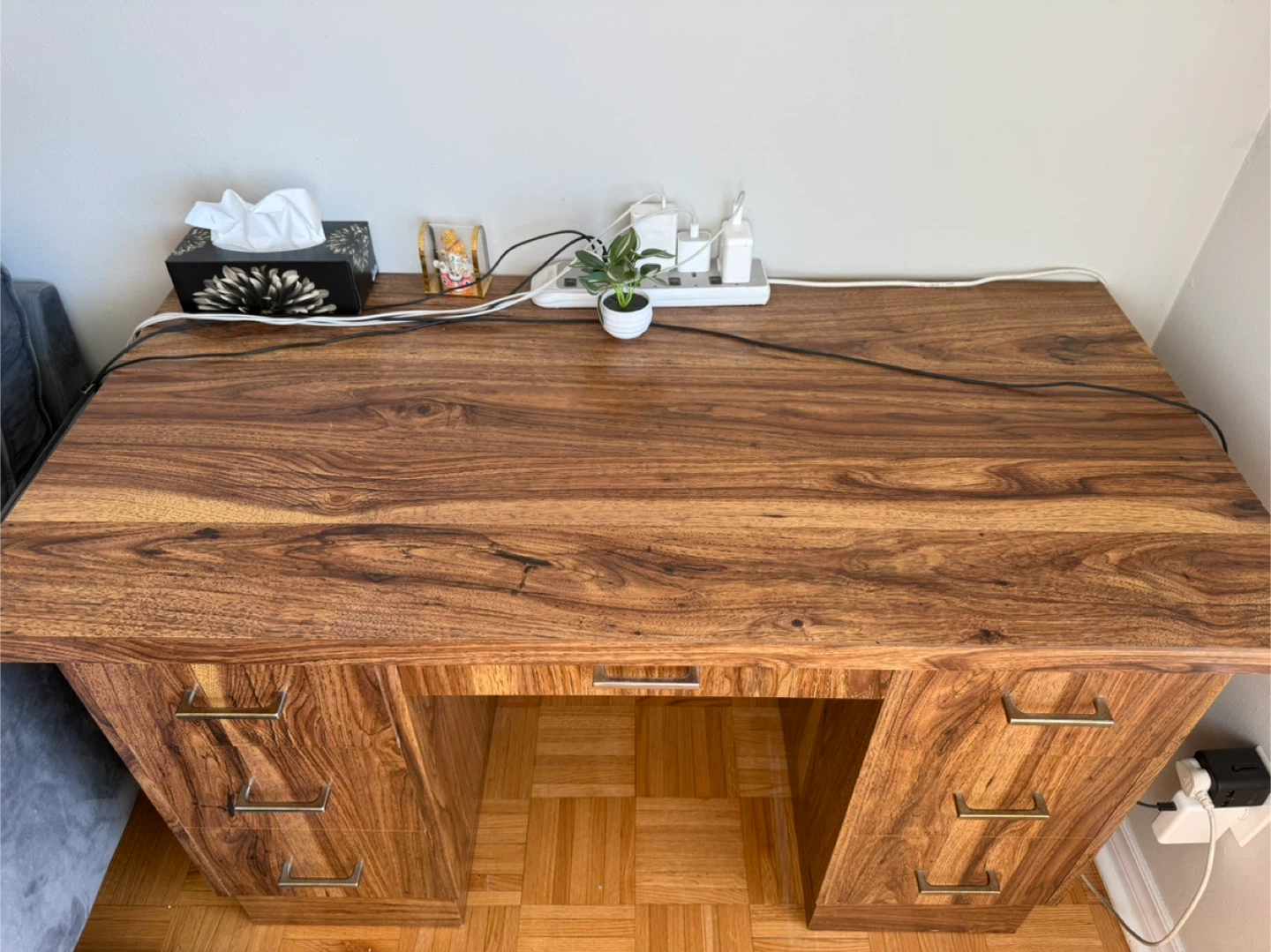 Solid Wood Office Desk with Drawers