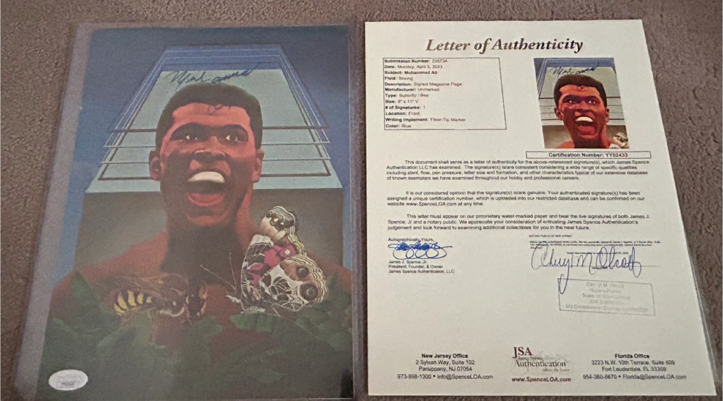 Muhammad Ali Signed Magazine Page with Letter of Authenticity