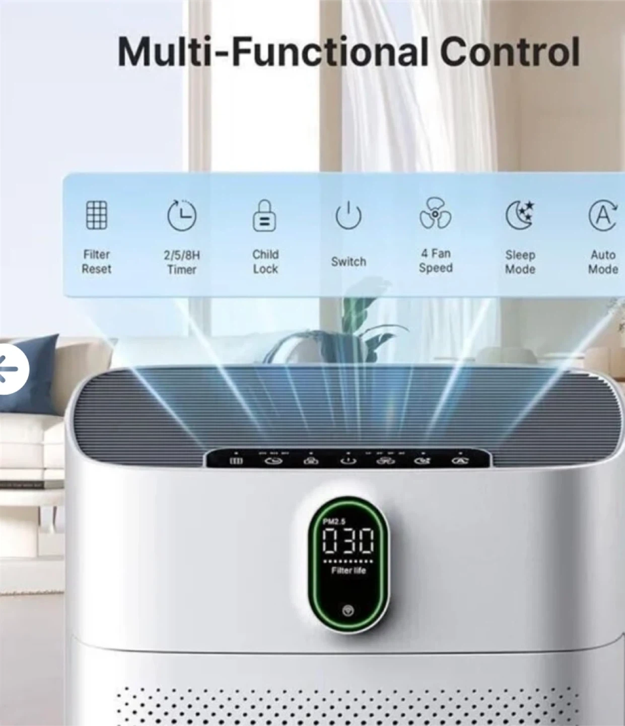 Air Purifier with HEPA Filter and PM 2.5 Display - photo 2