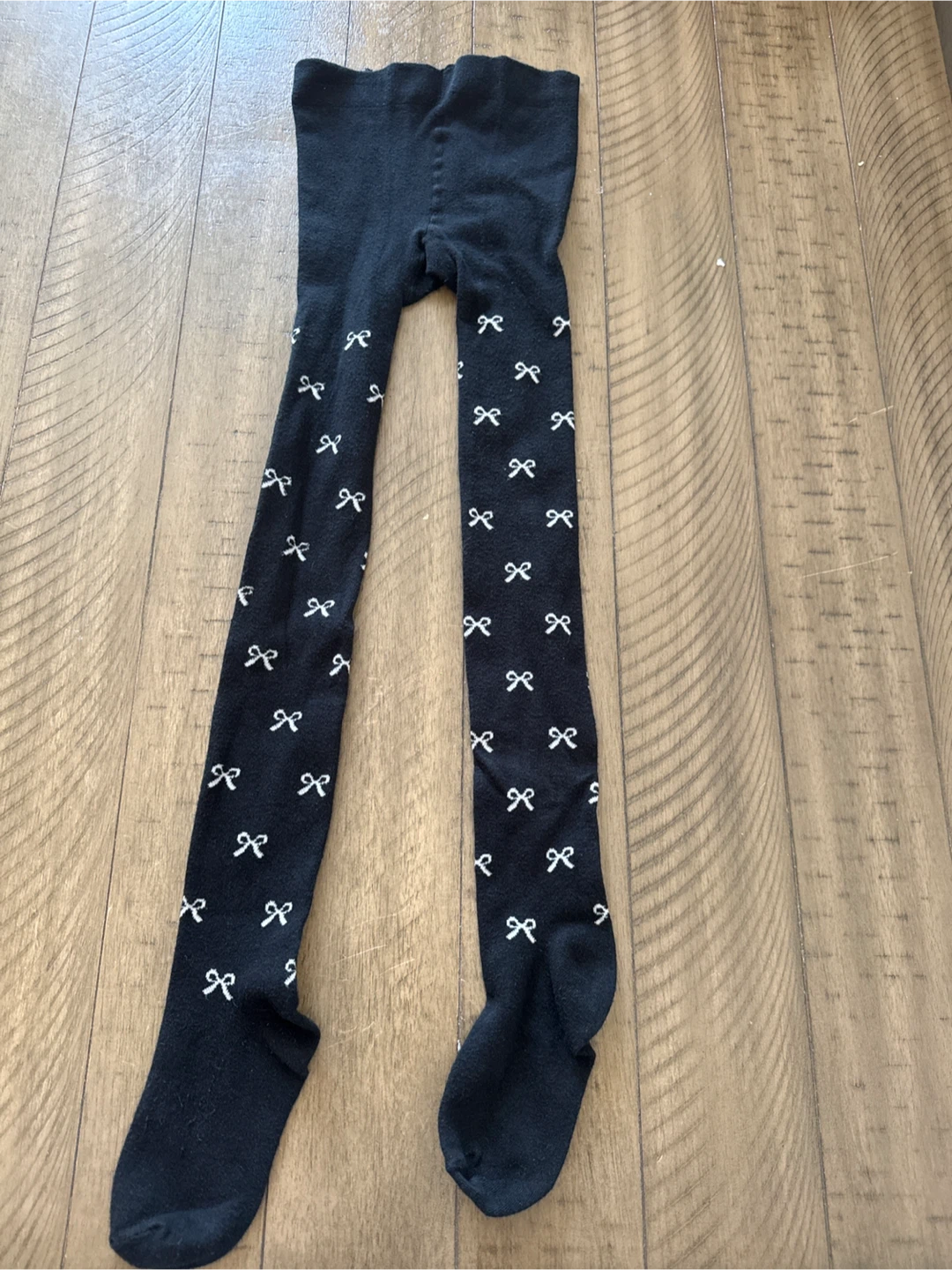Black Tights with White Bow Pattern