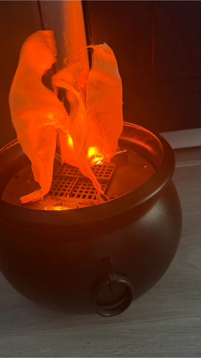 VINTAGE Halloween Cauldron Flame Lite Up Flicker Glow Spooky - photo 5