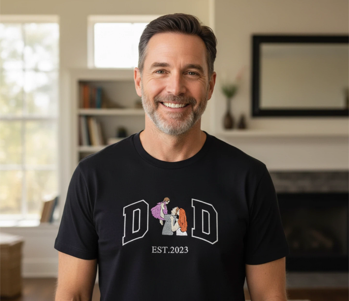 Embroidered Mom & Dad EST 2023 T-Shirt /hoody - Black & White - photo 3