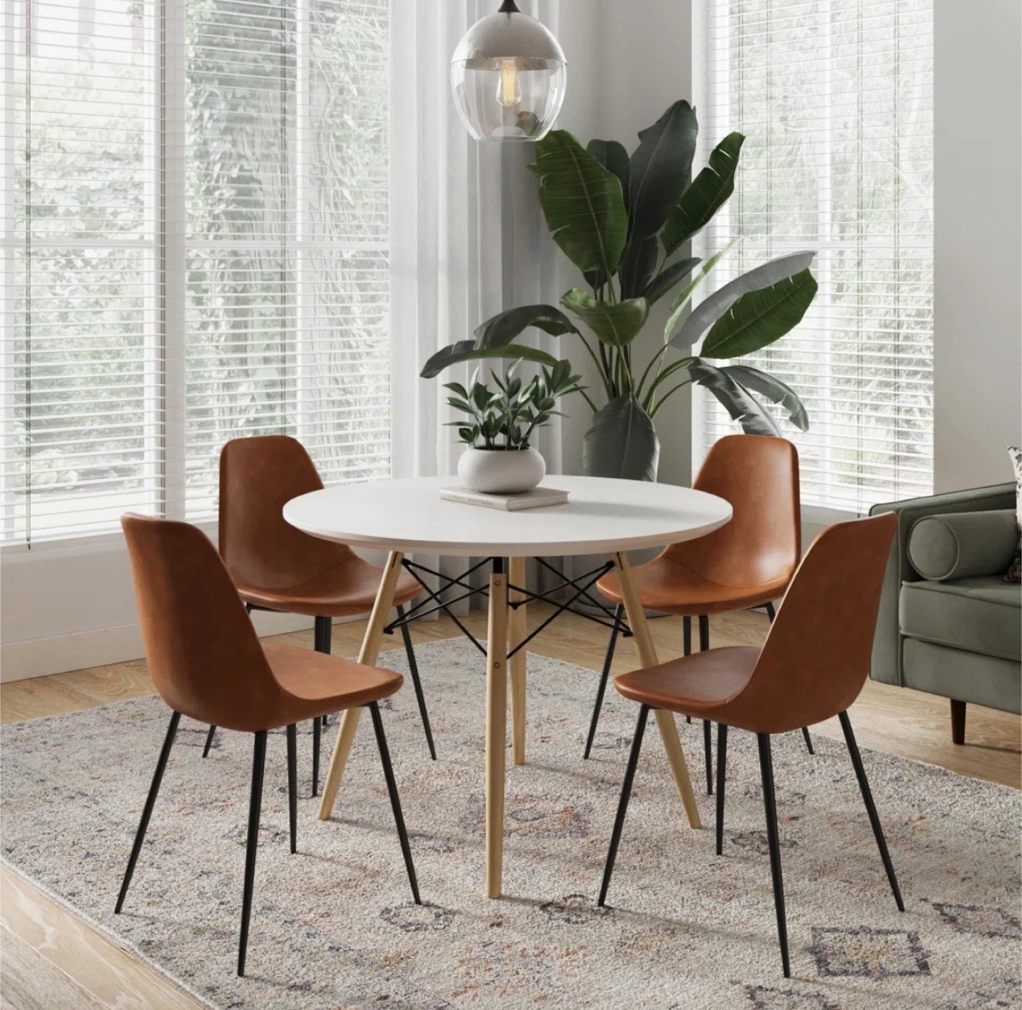 Brown Faux Leather Dining Chairs (Set of 4) - photo 2