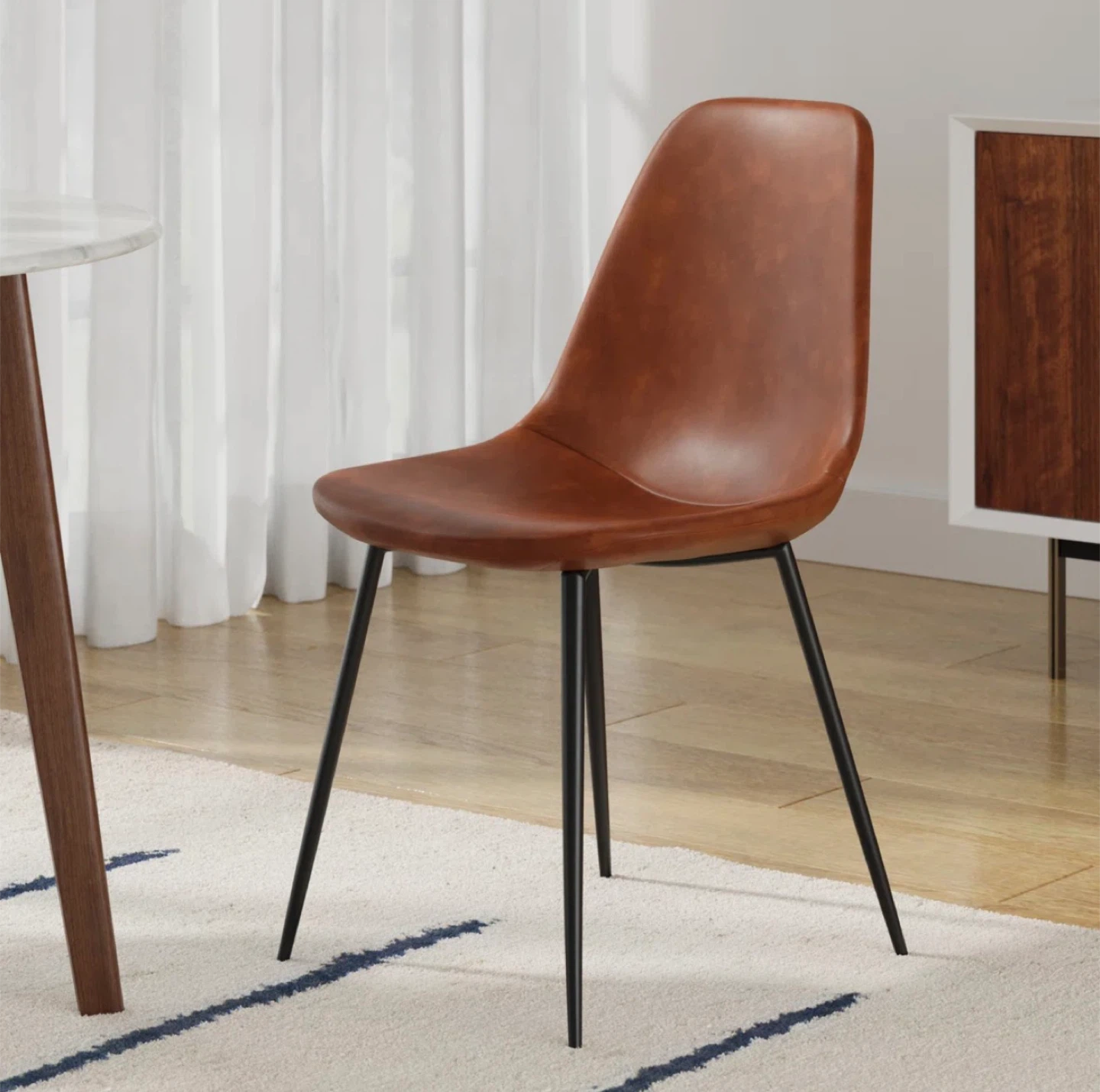 Brown Faux Leather Dining Chairs (Set of 4)