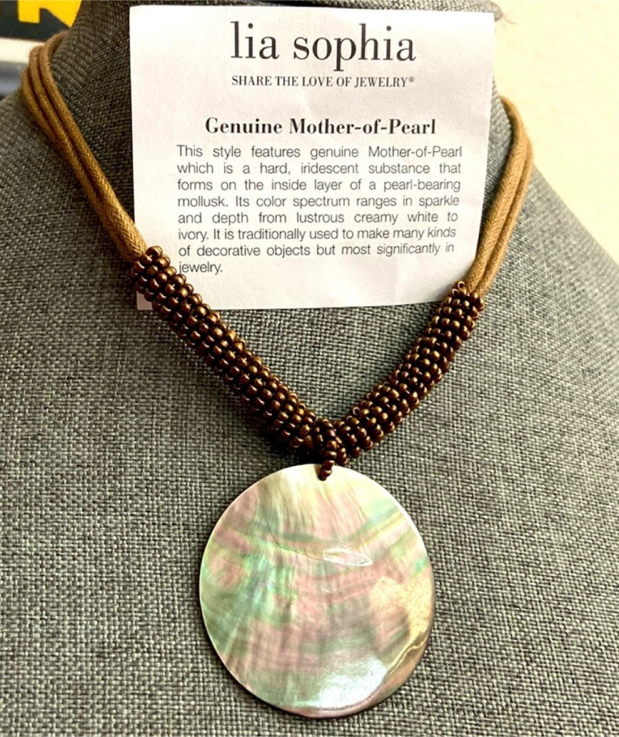 Lia Sophia Genuine Mother-of-Pearl Pendant Necklace