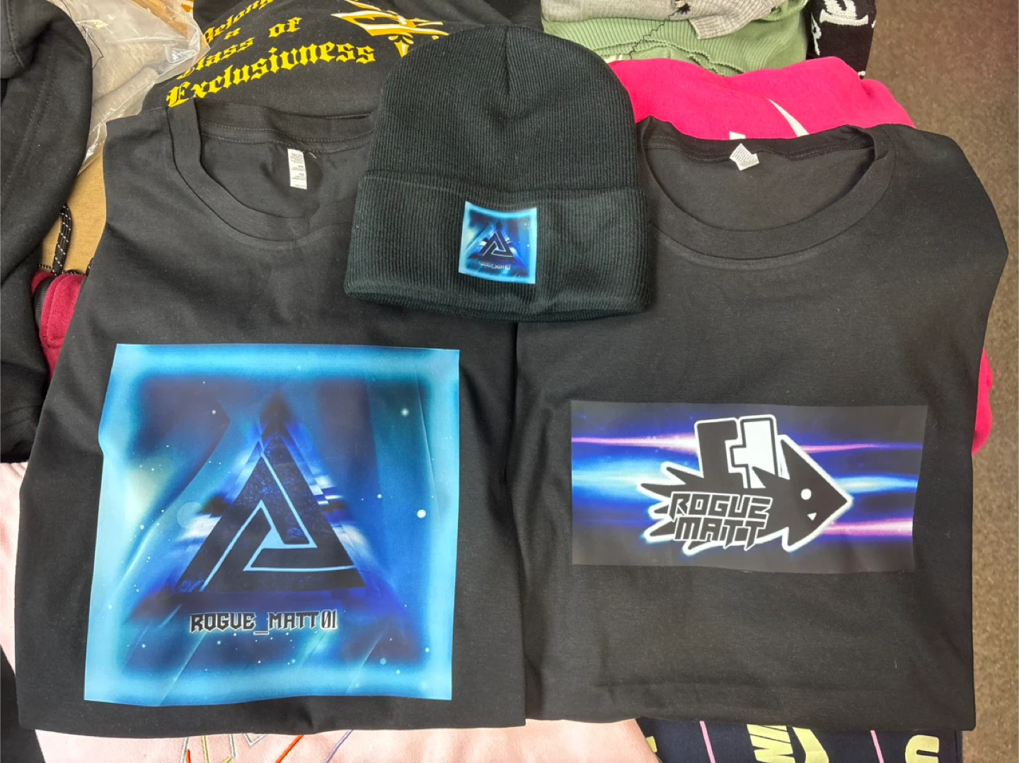 Custom tshirt/hat Black T-Shirt and Beanie Set