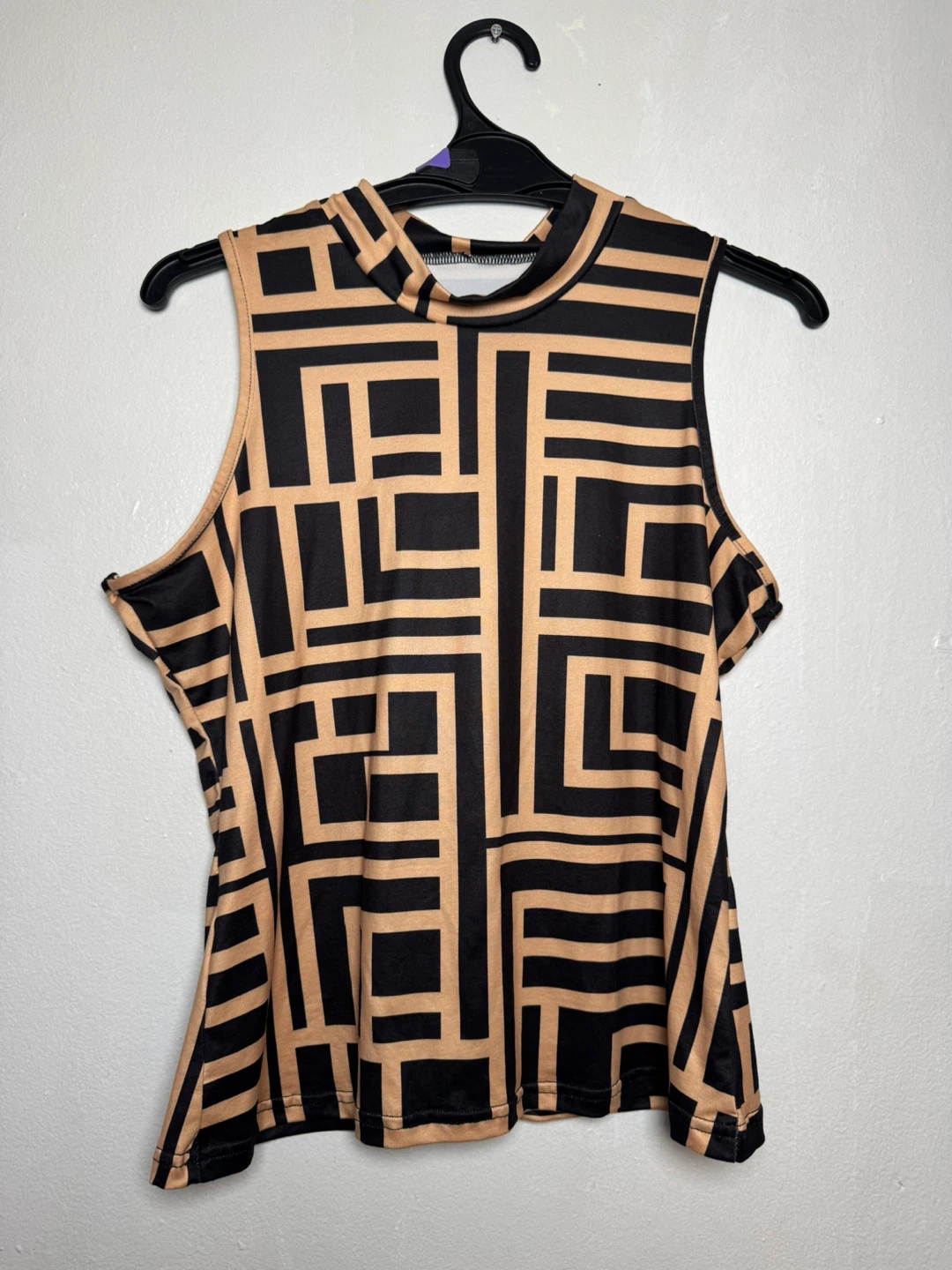 Sleeveless Mock Neck Top XL Geometric Print - photo 2