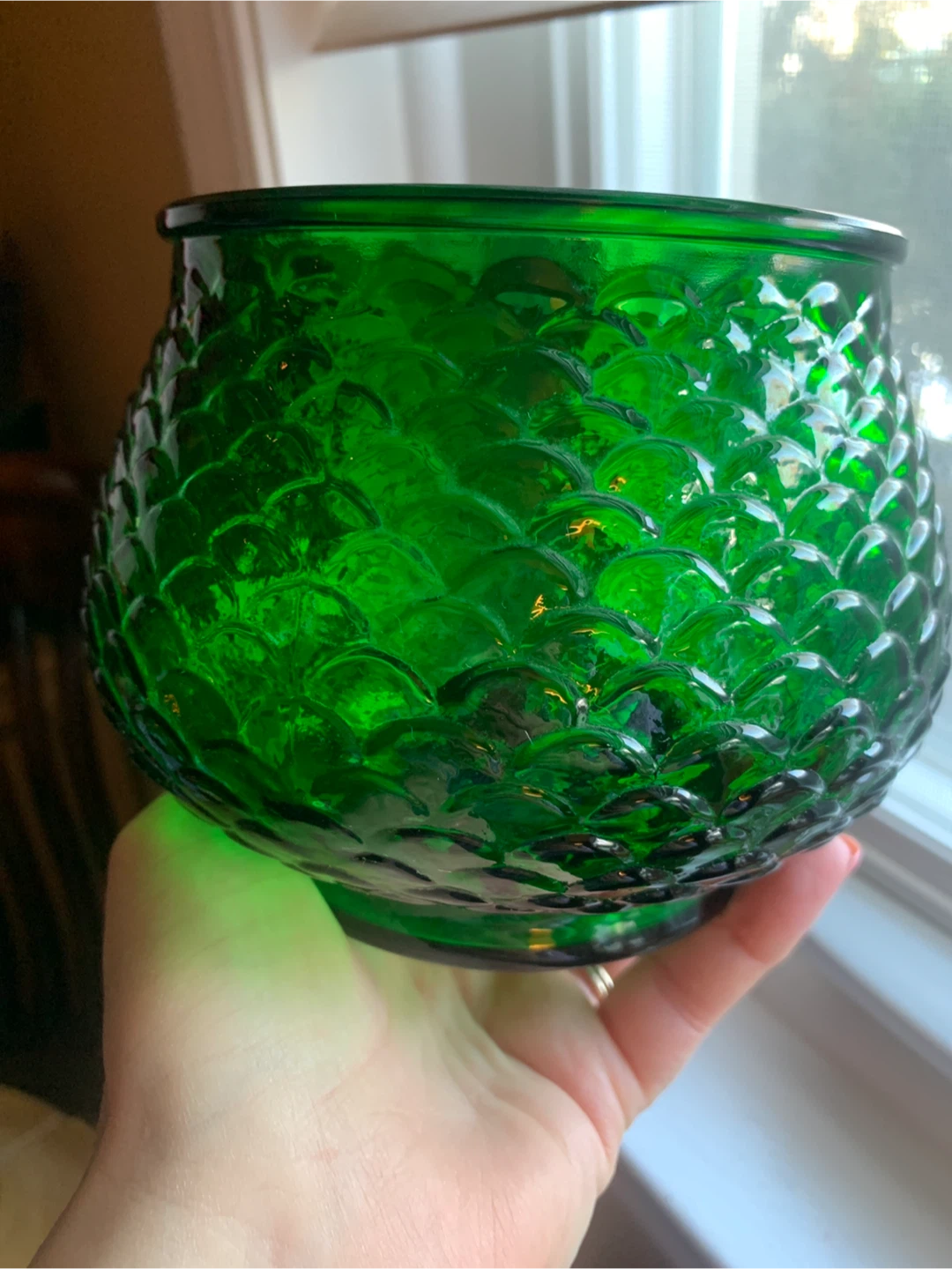 Vintage E.O. Emerald Green Glass Bowl/Planter🏆 - photo 5