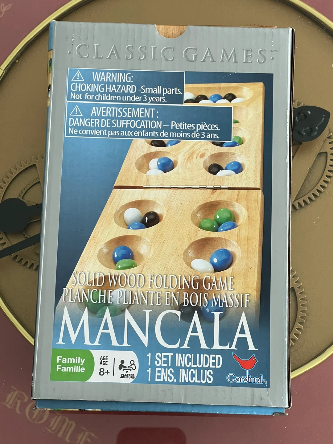 🏆Cardinal Classic Games Solid Wood Folding Mancala Game