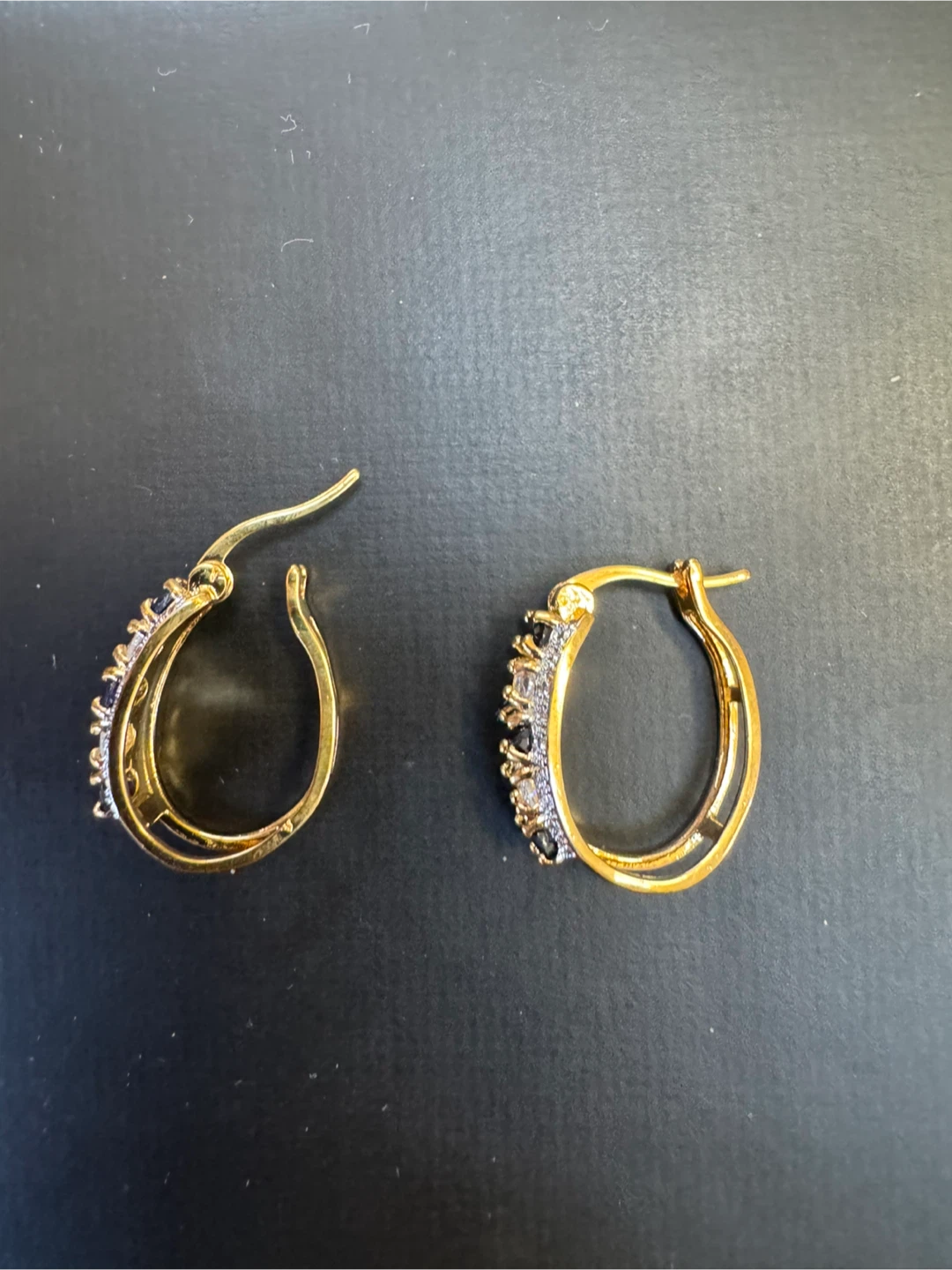 Gold Coast Hoop Earrings with Blue Stones - photo 2