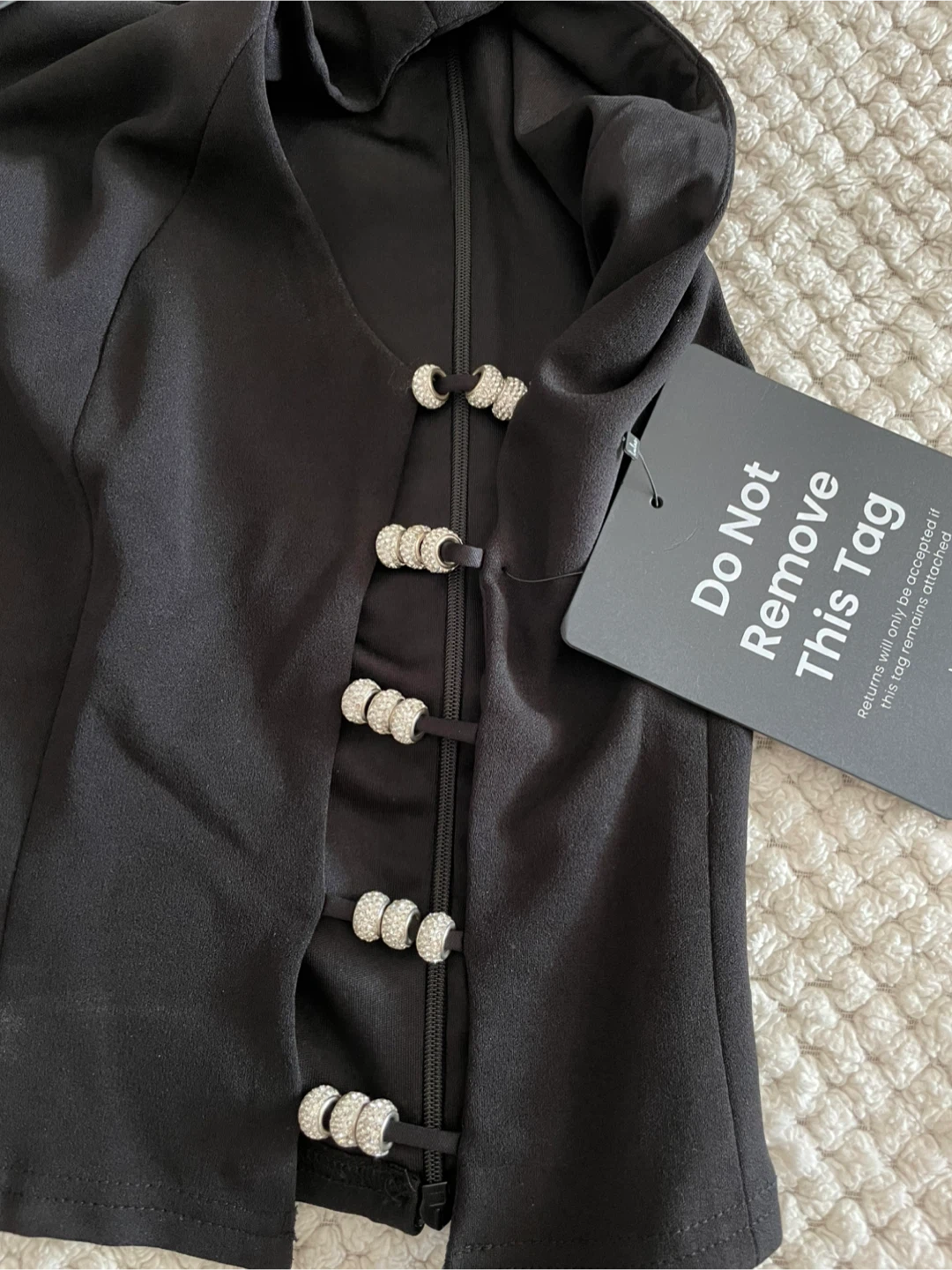 Lulus Black Embellished Cropped Tank Top Size L - photo 5