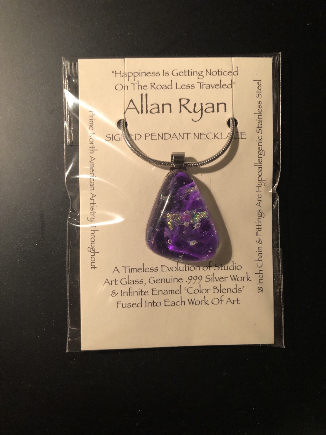 Art Glass Pendant Necklace with 18" Chain 🏆