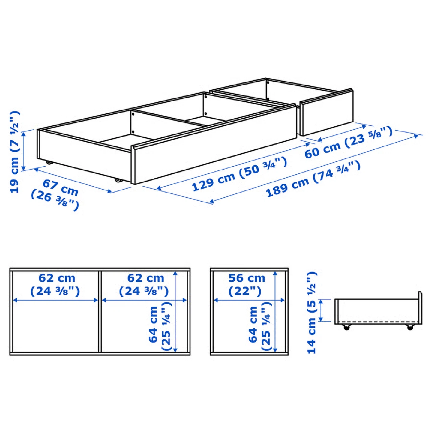 Under bed storage drawer with wheels - photo 2