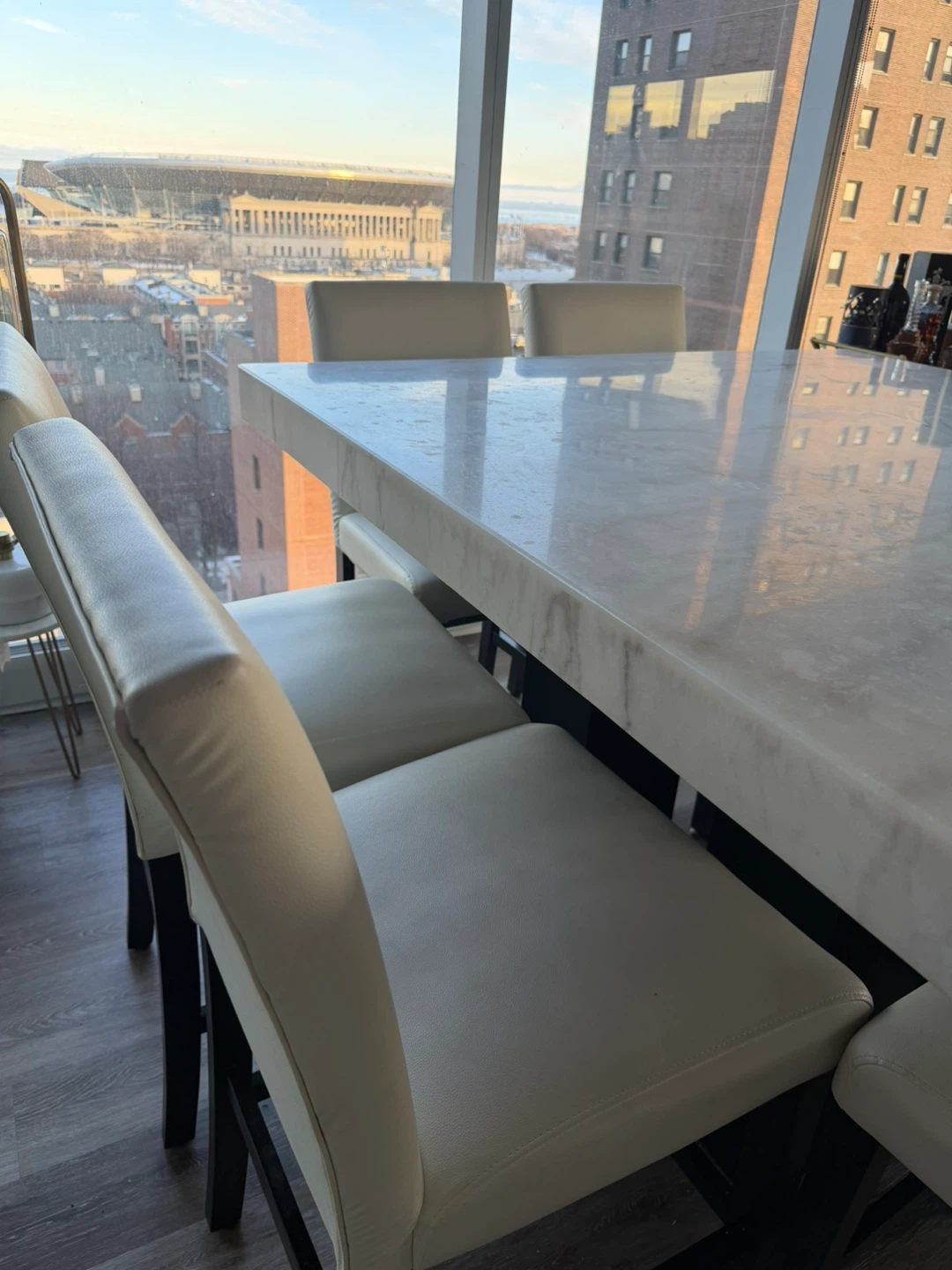 White Marble Dining Table with 8 Chairs - photo 5