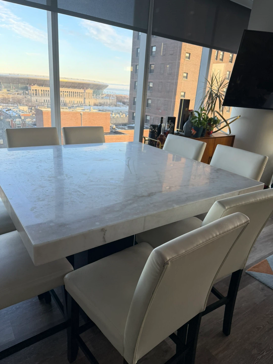 White Marble Dining Table with 8 Chairs - photo 3