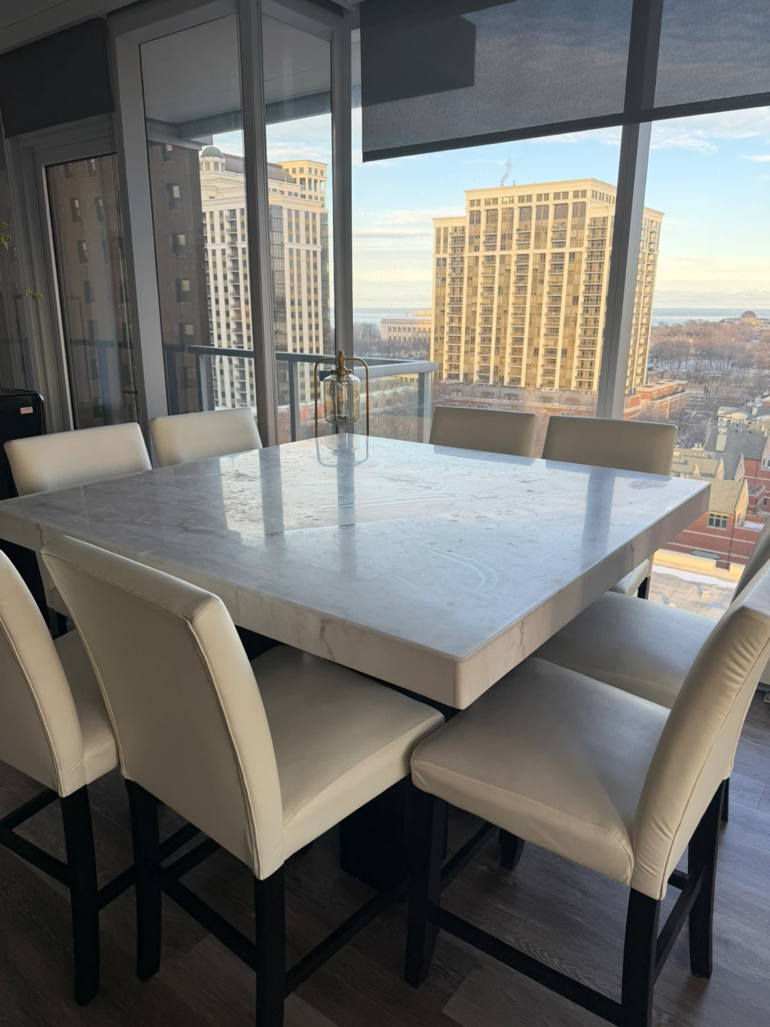 White Marble Dining Table with 8 Chairs - photo 4