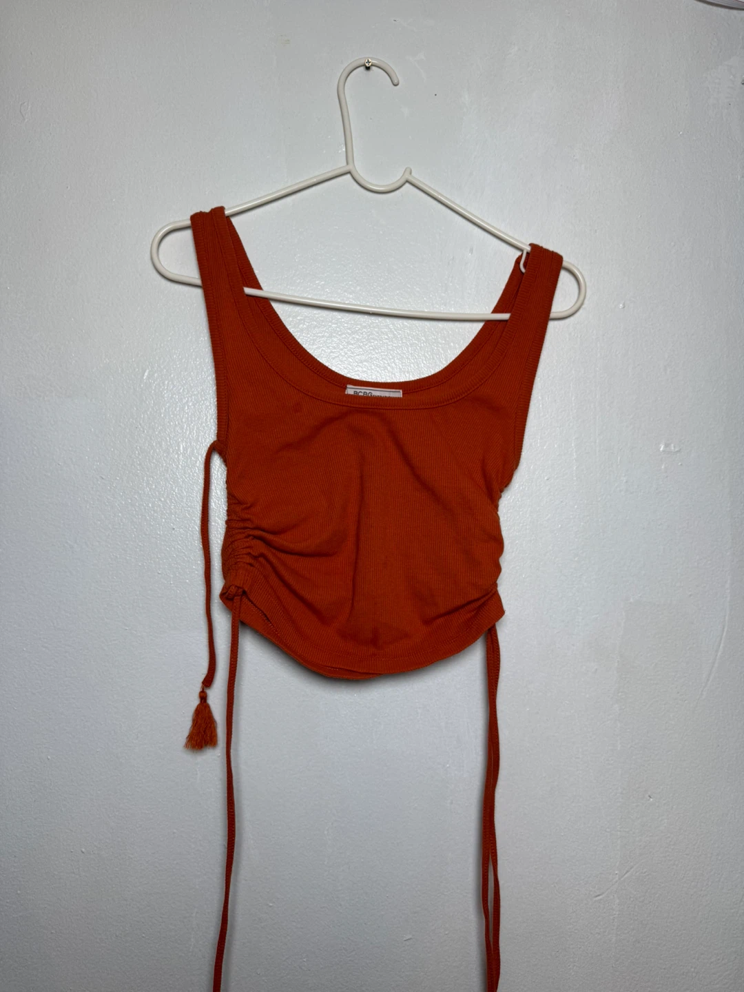 BCBG Generation Orange Ruched Tank Top - XS