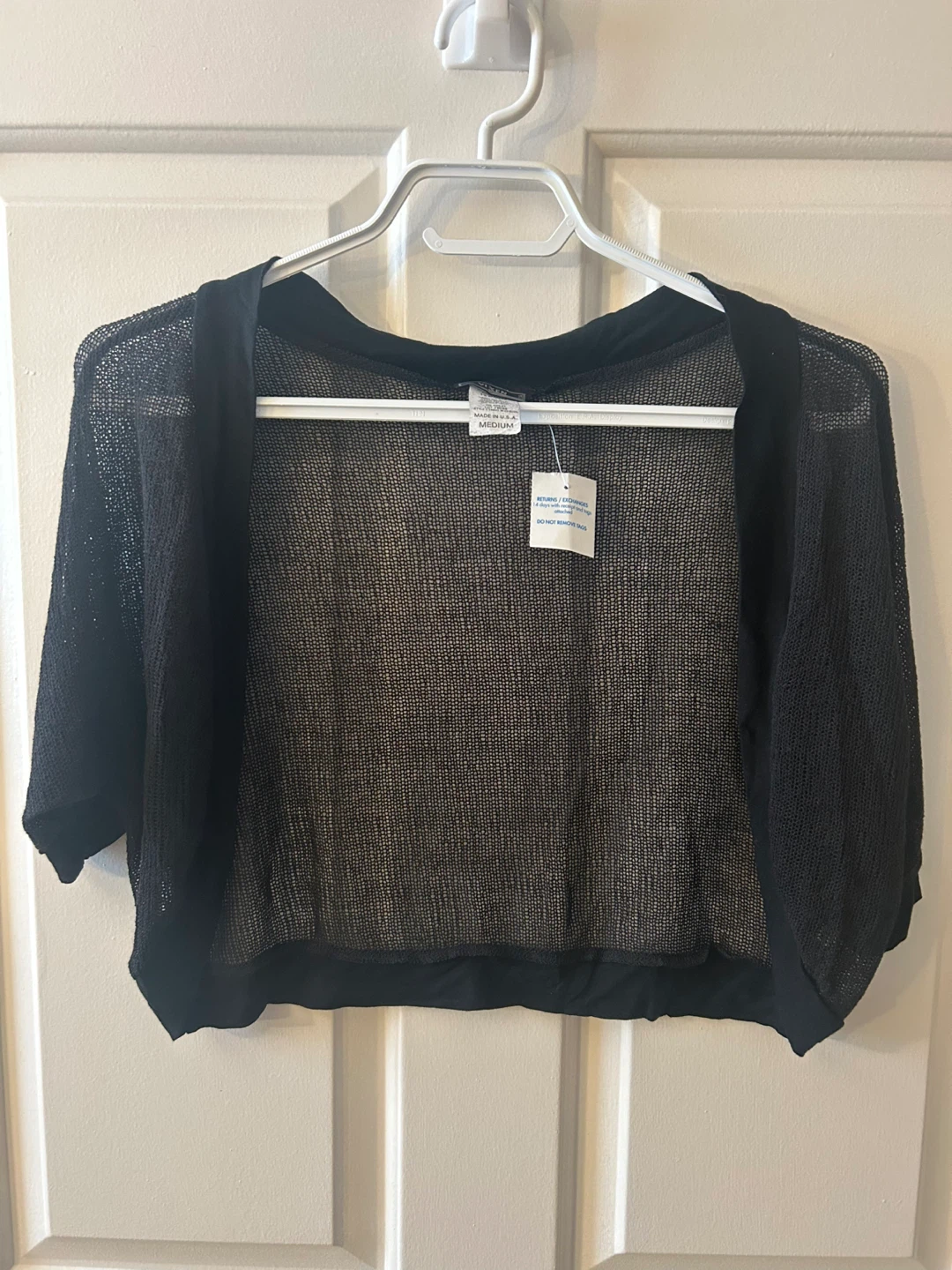 NWT! Vintage 2000s Vixen Black Sheer Open-Front Shrug Size M
