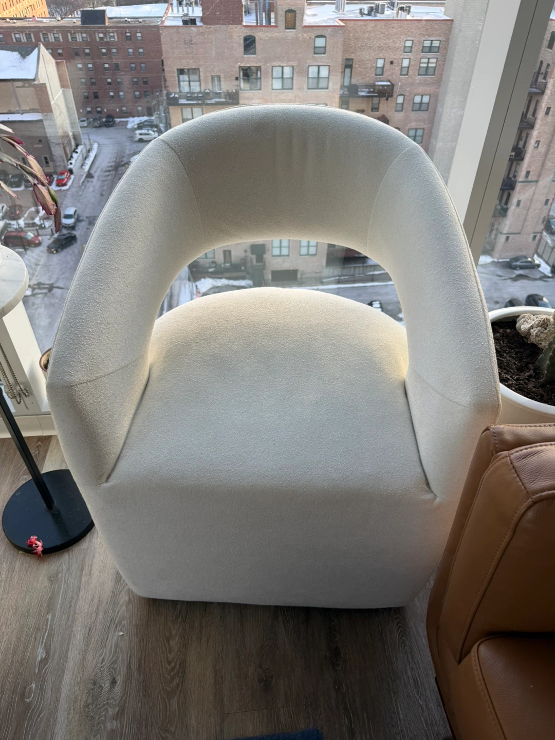 White Boucle Accent Chairs (Pair) - photo 3