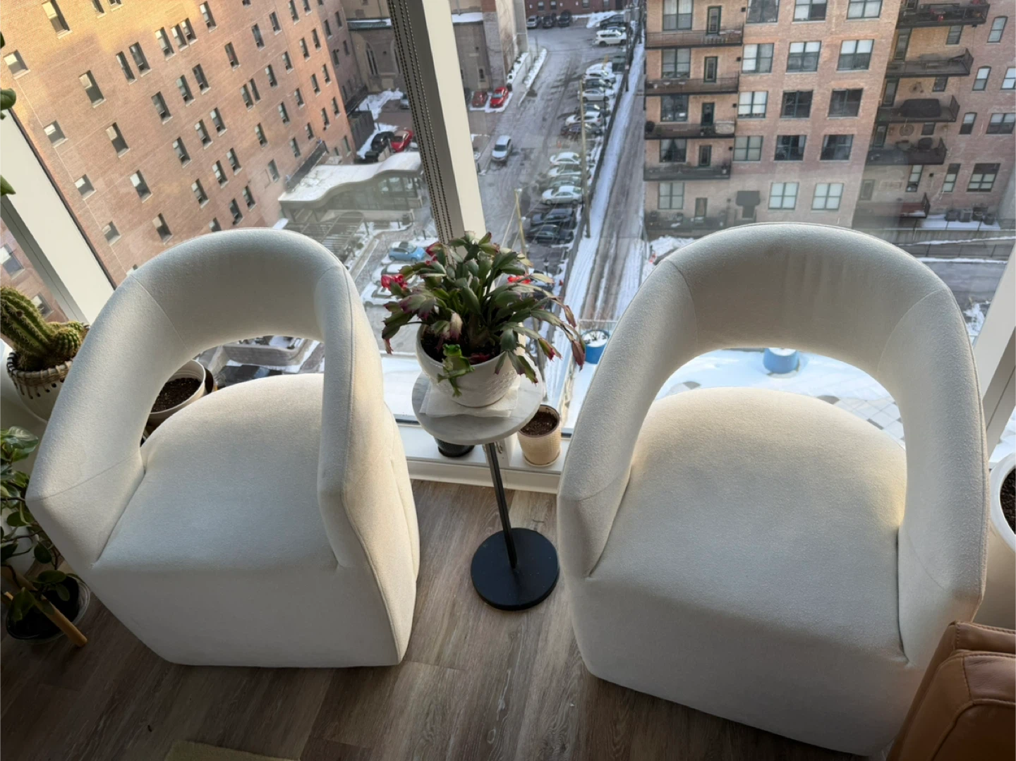 White Boucle Accent Chairs (Pair)