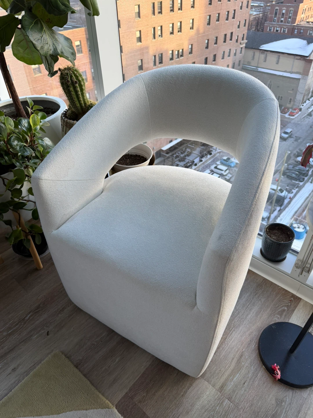 White Boucle Accent Chairs (Pair) - photo 2