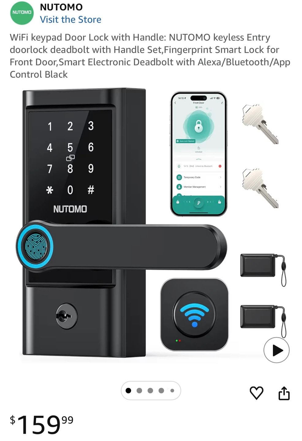 NUTOMO Smart Wi-Fi Deadbolt with Handle - Model H4 - photo 3