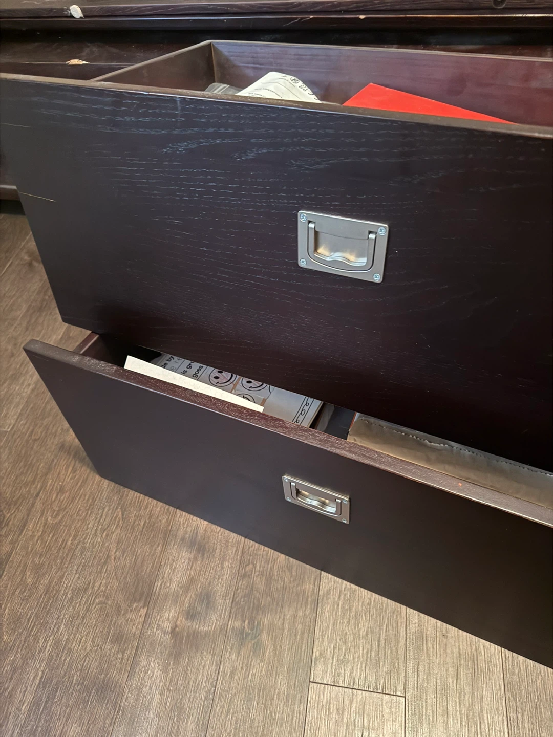 Dark Wood Queen Bed Frame with Storage Drawers - photo 2