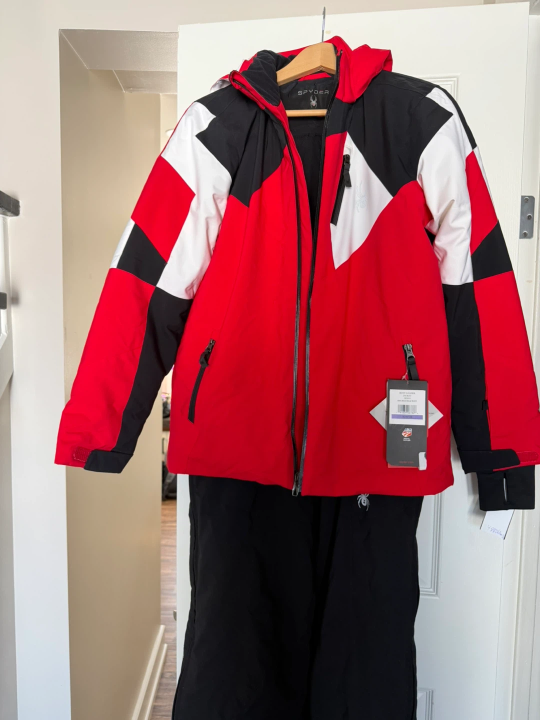 Spyder Boys' Leader Ski Jacket Red/Black/White Size M