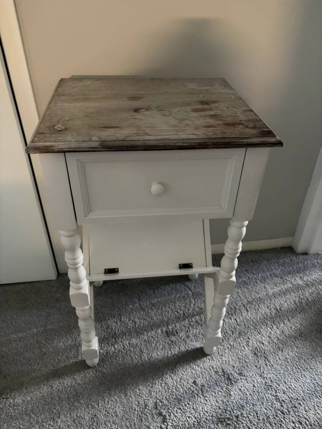 White Accent Table with Drawer