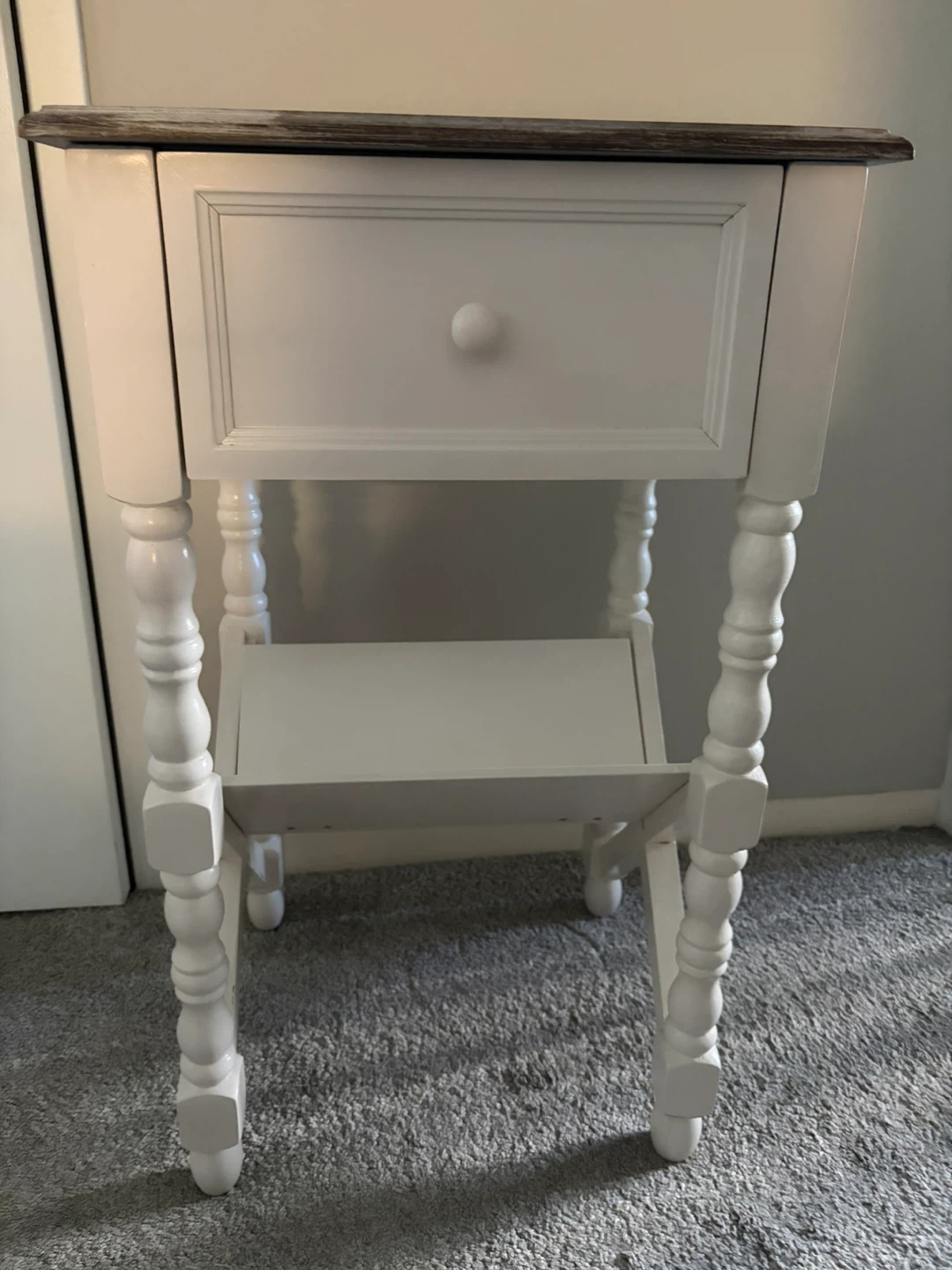 White Accent Table with Drawer - photo 2