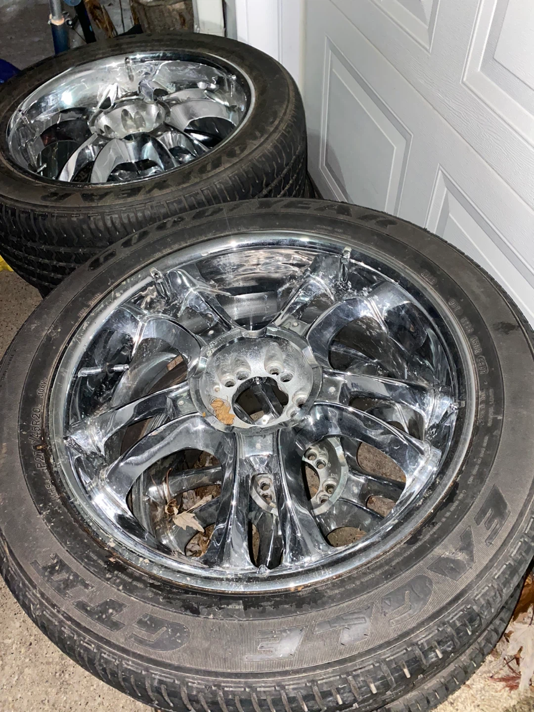 Chrome Alloy Wheels and Tires Set