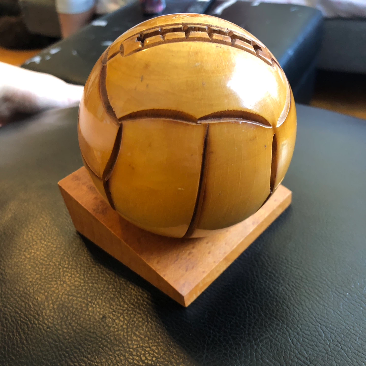 Vintage Wooden Soccer Ball Coin Bank - photo 3