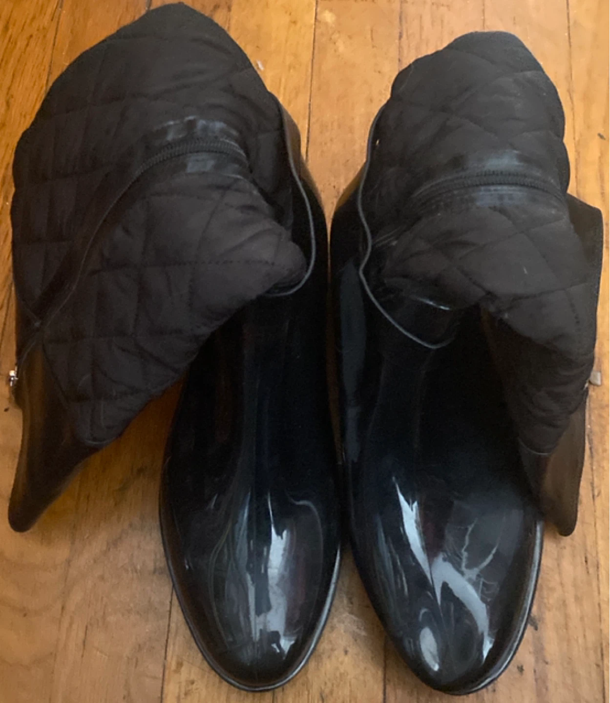 Black Quilted Boots Shoes with Buckle Detail - photo 2