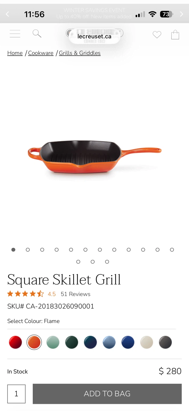 Le Creuset Square Skillet Grill Pan - Flame Orange - photo 4