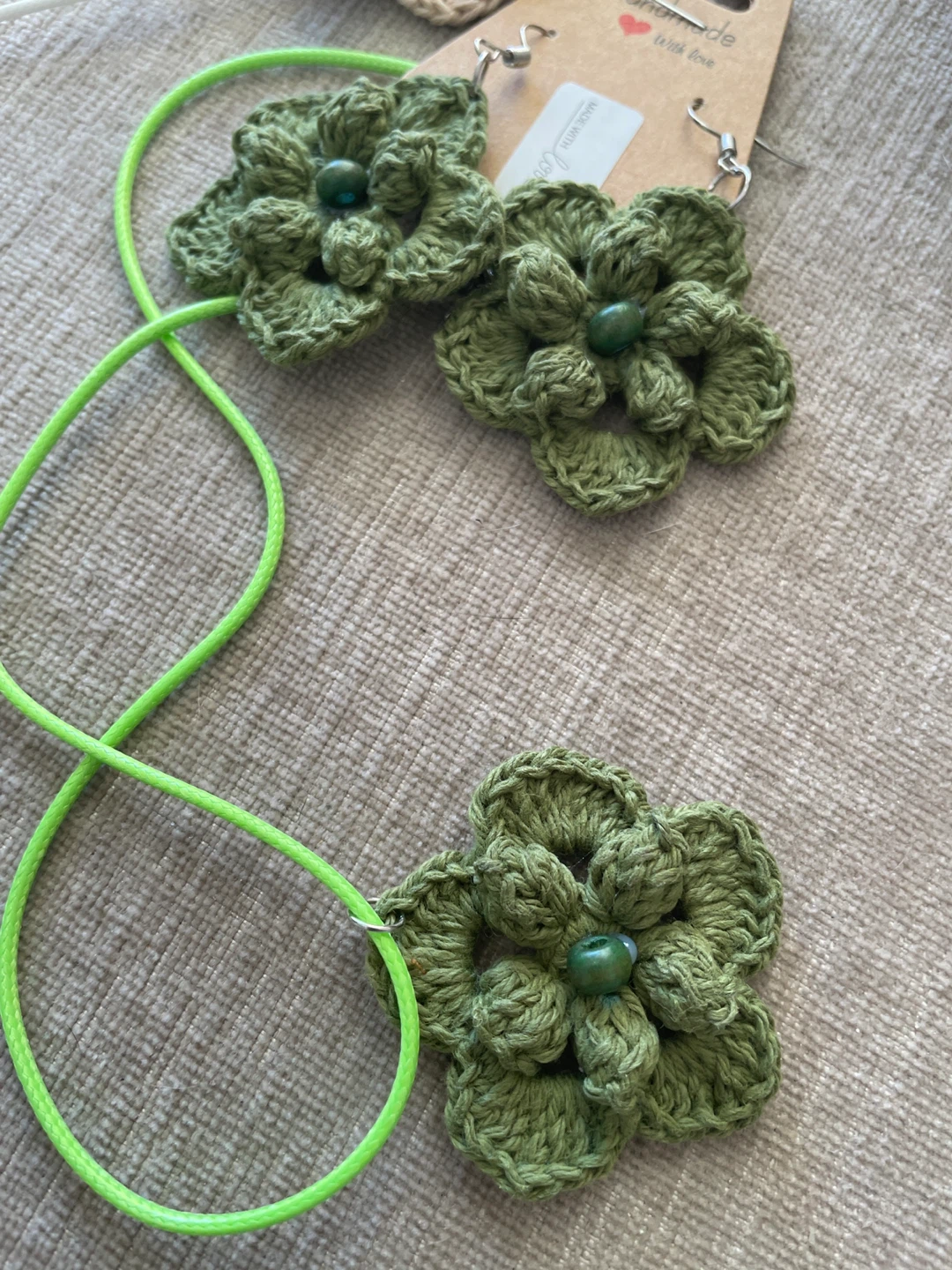 Handmade Crochet Flower Earrings and Necklace Set🏆 - photo 4