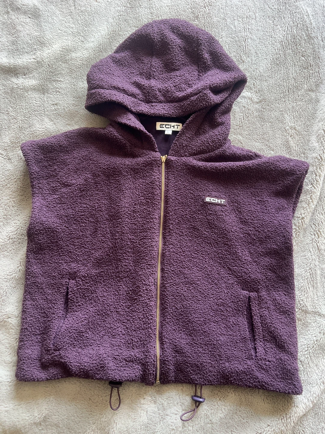 Echt Fleece Zip Up Hoodie Vest Purple - photo 5