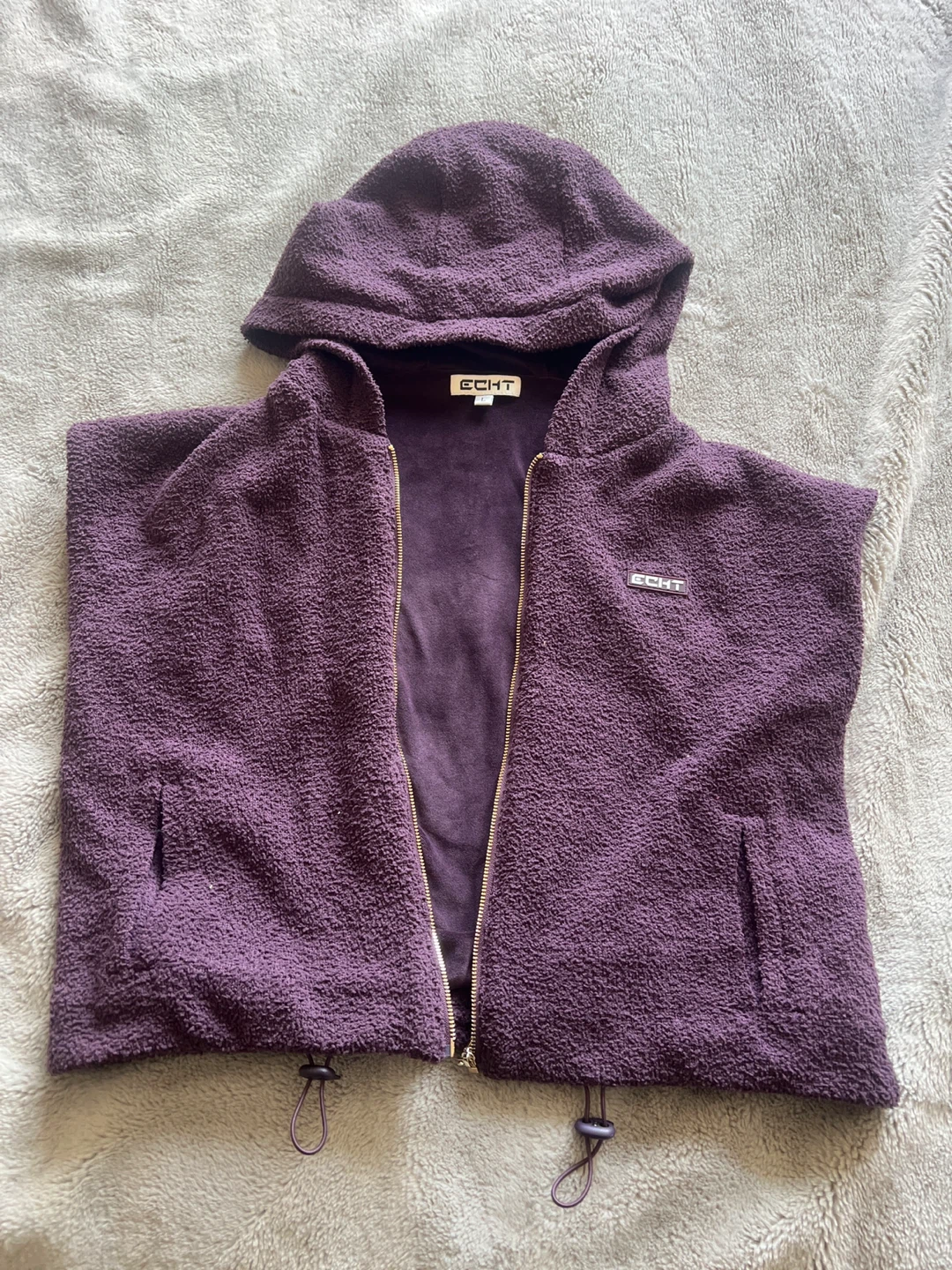Echt Fleece Zip Up Hoodie Vest Purple - photo 2