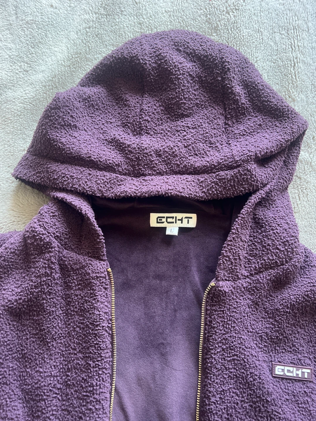 Echt Fleece Zip Up Hoodie Vest Purple - photo 3