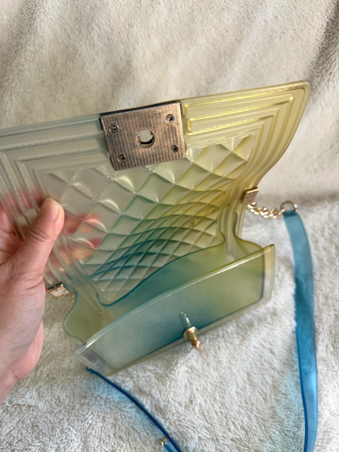 Clear Jelly Handbag with Gold Chain - photo 3