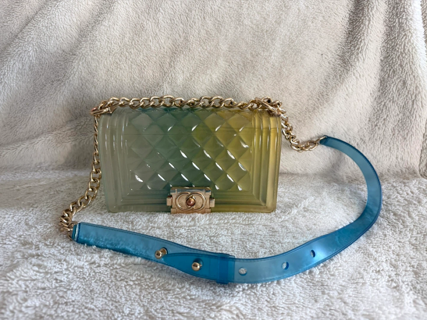 Clear Jelly Handbag with Gold Chain - photo 4