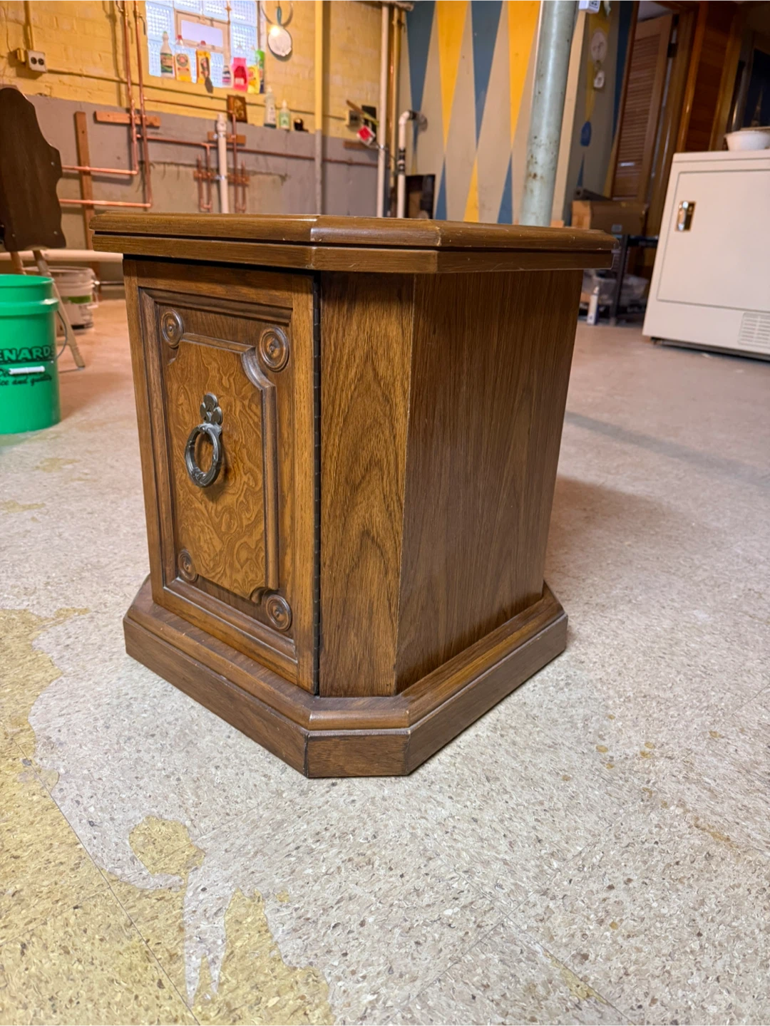 Vintage Wooden Side Table with Drawer - photo 2