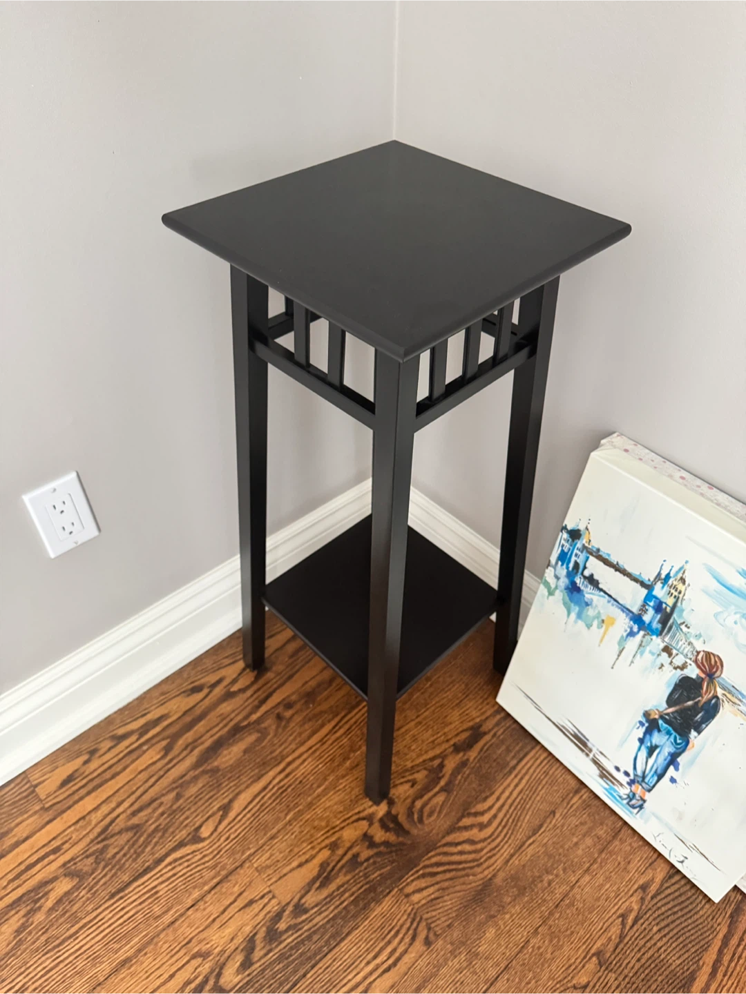 IKEA Black Tall Accent Table plant stand - photo 5